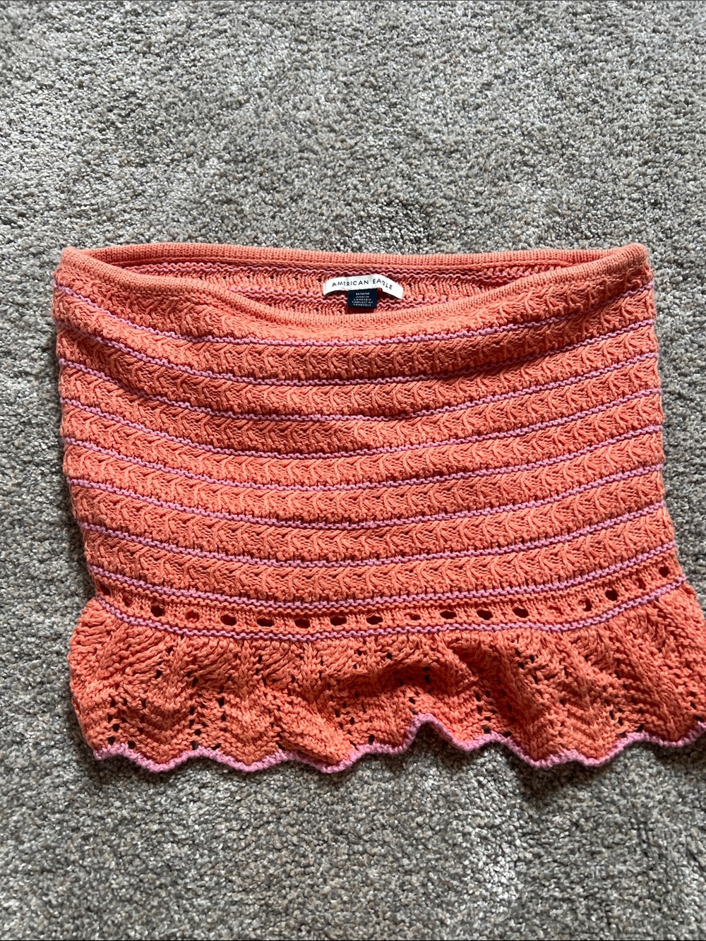 American Eagle Outfitters Coral Knit Tube Top with Pink Trim